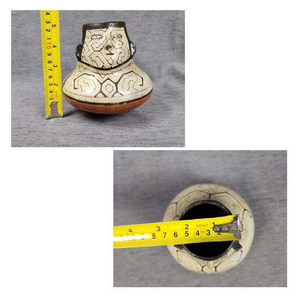 Vintage Peruvian Shipibo Conibo Pottery Face Vase Handmade Hand Painted Vessel - Picture 2 of 10